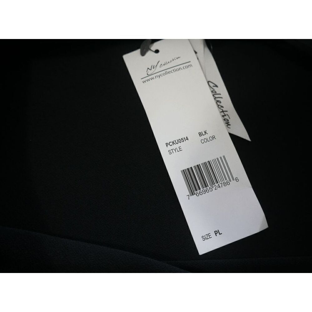 NY Collection Women's Petite 3/4 Sleeve Crepe Knit Top Black PL - Picture 6 of 7